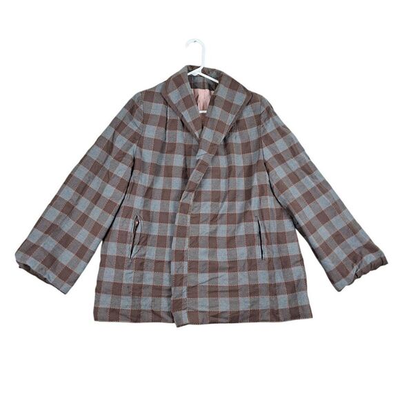 Vintage Swansdown Miron Worsted Virgin Wool Plaid Blazer Coat Womens XL - Picture 1 of 13